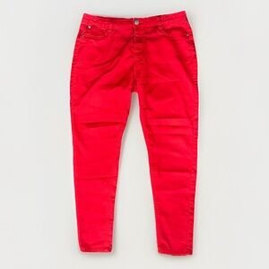 Tinseltown Womens Red Skinny Pants Size 11 Mid Rise Stretch